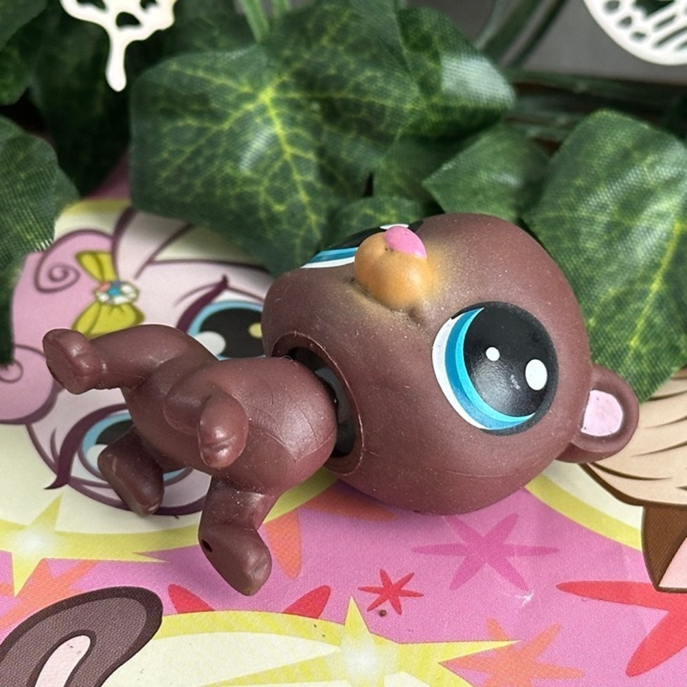 Littlest Pet Shop LPS 116 Brown Yellow Bear Blue - Picture 3 of 4